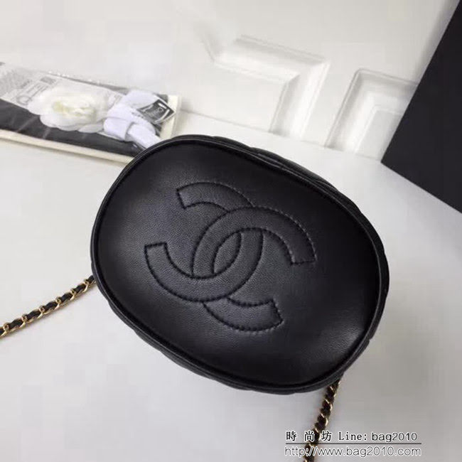 香奈兒CHANEL黑色Chanel A57861 2018早秋Paris-Hamburg復古風小羊皮水桶包鏈條包DSC1485